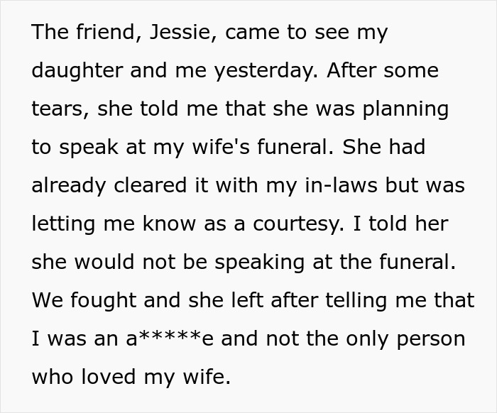 Friend's visit causes tension after wife's PPD-related tragedy; husband argues about funeral plans. Friend's visit causes tension after wife's PPD-related tragedy; husband argues about funeral plans.
