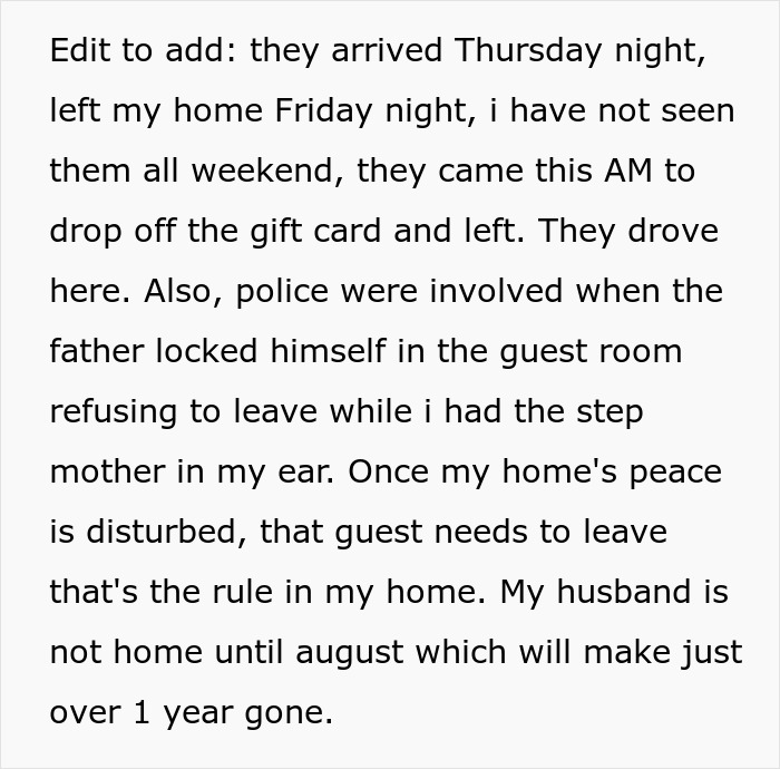 In-Laws Removed From Daughter-In-Law’s Home By Police After Refusing To Leave The Guest Room In-Laws Removed From Daughter-In-Law’s Home By Police After Refusing To Leave The Guest Room