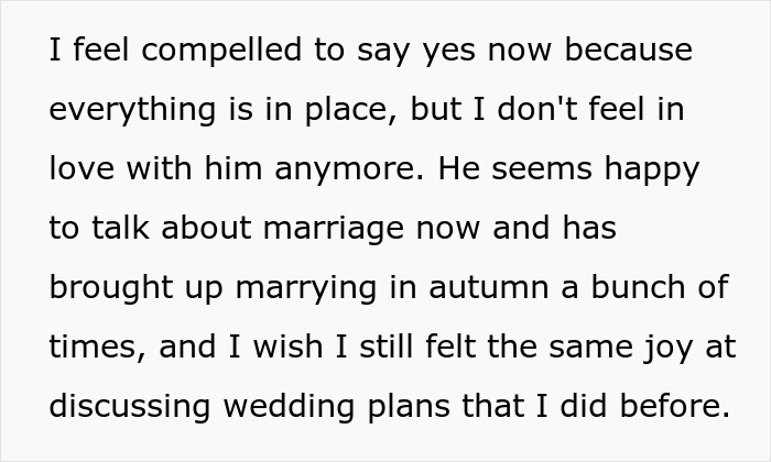 Text on a white background expressing feelings about a marriage proposal and engagement planning. Text on a white background expressing feelings about a marriage proposal and engagement planning.