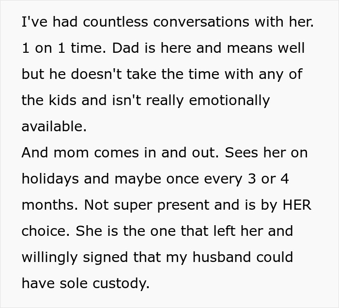 Text discussing challenges in husband-daughter responsibility, highlighting parental presence and custody decisions. Text discussing challenges in husband-daughter responsibility, highlighting parental presence and custody decisions.