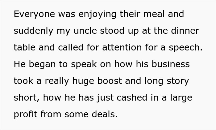 Person Confronts Uncle Over Unpaid Debt At Family Dinner, Celebration Turns Into Shock Person Confronts Uncle Over Unpaid Debt At Family Dinner, Celebration Turns Into Shock