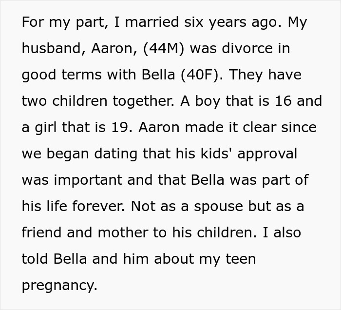Text about teen pregnancy, marriage, divorce, and family dynamics involving two children, ages 16 and 19. Text about teen pregnancy, marriage, divorce, and family dynamics involving two children, ages 16 and 19.