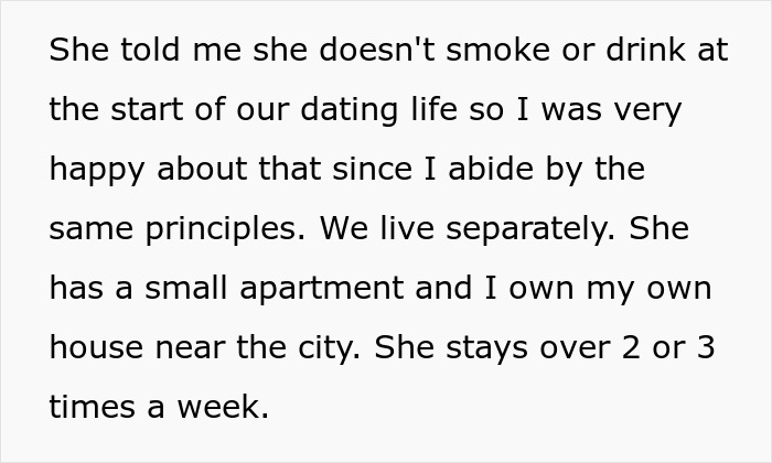 Text detailing relationship dynamics and separate living arrangements. Text detailing relationship dynamics and separate living arrangements.