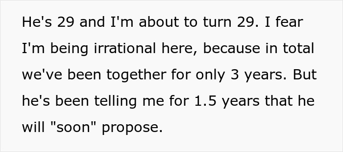 Text about a couple's relationship duration and plans for an engagement proposal. Text about a couple's relationship duration and plans for an engagement proposal.