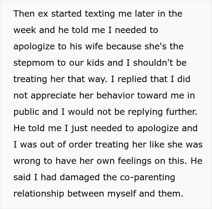 Text message exchange about an ex-MIL's bracelet gift causing a fuss with ex's new wife. Text message exchange about an ex-MIL's bracelet gift causing a fuss with ex's new wife.