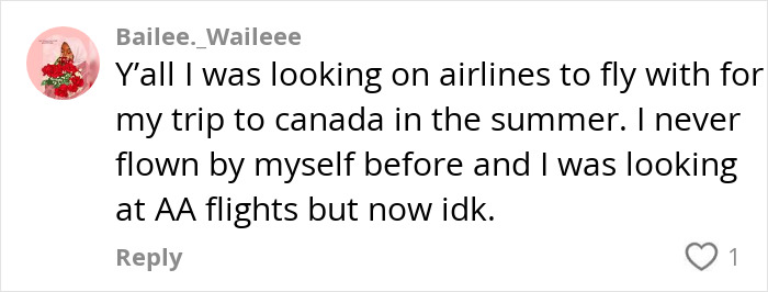 Comment on airlines and flight experiences, mentioning AA flights and concerns after incident. Comment on airlines and flight experiences, mentioning AA flights and concerns after incident.