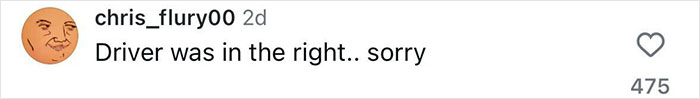 Comment saying "Driver was in the right, sorry" regarding plus size woman suing Lyft. Comment saying "Driver was in the right, sorry" regarding plus size woman suing Lyft.