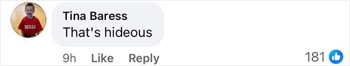 Tina Baress comments 'That's hideous' on Kendall Jenner's Paris dress with 181 likes. Tina Baress comments 'That's hideous' on Kendall Jenner's Paris dress with 181 likes.