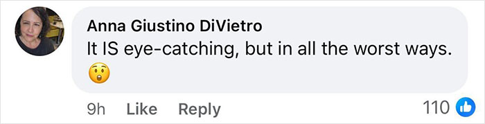 Facebook comment critiquing Kendall Jenner's Paris fashion dress as eye-catching in a negative way. Facebook comment critiquing Kendall Jenner's Paris fashion dress as eye-catching in a negative way.