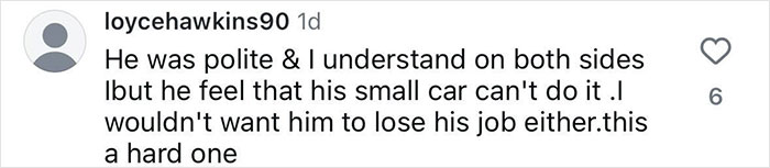 Instagram comment about plus size woman and Lyft driver dispute. Instagram comment about plus size woman and Lyft driver dispute.