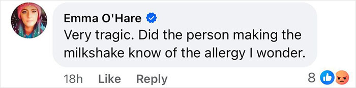 Comment discussing tragedy about unwashed blender causing allergy. Comment discussing tragedy about unwashed blender causing allergy.