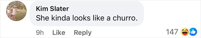 Comment saying "She kinda looks like a churro" related to Kendall Jenner's fashion. Comment saying "She kinda looks like a churro" related to Kendall Jenner's fashion.