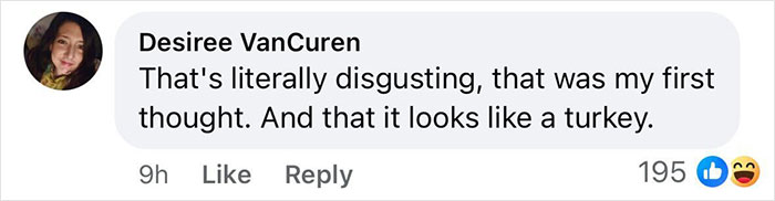 Facebook comment criticizing Kendall Jenner's Paris Fashion Week dress, comparing it to a turkey. Facebook comment criticizing Kendall Jenner's Paris Fashion Week dress, comparing it to a turkey.