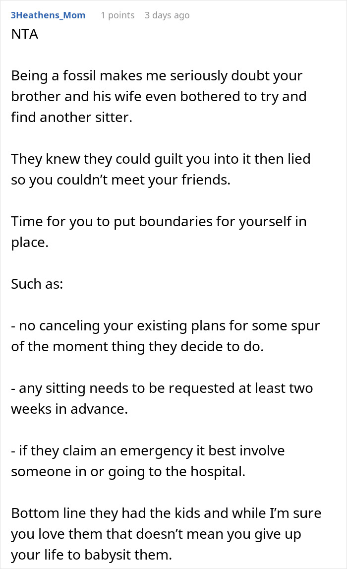 Guy Ruins New Year For Sister, Is Shocked She Refuses To Babysit His Kids Ever Again Guy Ruins New Year For Sister, Is Shocked She Refuses To Babysit His Kids Ever Again