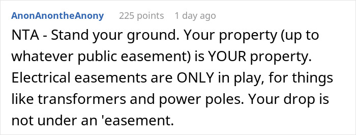 Reddit comment discussing property and easement rights related to neighbors-yard-use. Reddit comment discussing property and easement rights related to neighbors-yard-use.
