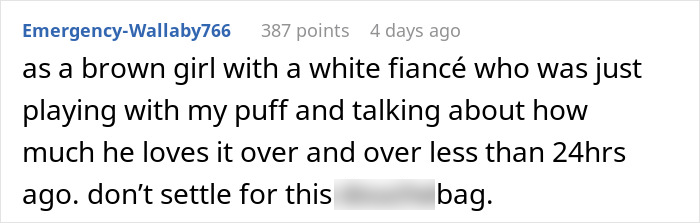 Reddit comment about relationship advice and self-acceptance in response to a woman upset with her boyfriend's AI image request. Reddit comment about relationship advice and self-acceptance in response to a woman upset with her boyfriend's AI image request.