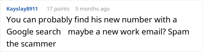 Comment suggesting revenge tactics for unpaid work, referencing Google search and spamming. Comment suggesting revenge tactics for unpaid work, referencing Google search and spamming.