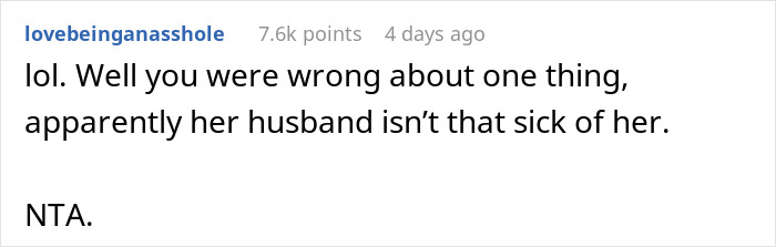 Text comment about a sister critiquing a mom of five. Text comment about a sister critiquing a mom of five.