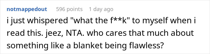Comment expressing disbelief about a handmade gift needing to be flawless. Comment expressing disbelief about a handmade gift needing to be flawless.