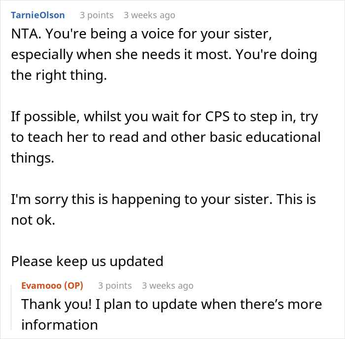 CPS Gets Involved As Woman Refuses To Let 9YO Sister Go Illiterate Over Parents’ Odd Beliefs CPS Gets Involved As Woman Refuses To Let 9YO Sister Go Illiterate Over Parents’ Odd Beliefs