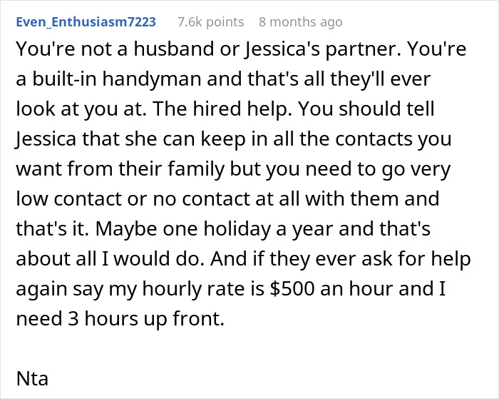 Text on a social media post discussing a man's conflicts with his in-laws' attitudes and setting boundaries. Text on a social media post discussing a man's conflicts with his in-laws' attitudes and setting boundaries.