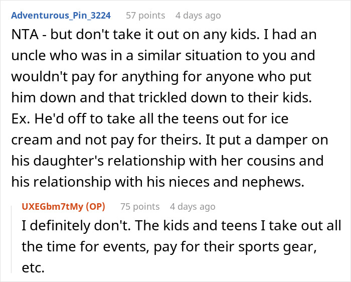 Reddit post discussion about being a deadbeat; user shares a story about family and kids. Reddit post discussion about being a deadbeat; user shares a story about family and kids.