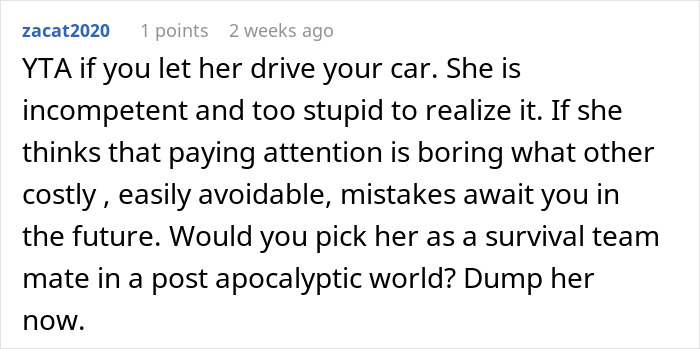 Man Sets Boundaries For His New Car After Girlfriend Totals Two Cars, Faces Backlash Man Sets Boundaries For His New Car After Girlfriend Totals Two Cars, Faces Backlash