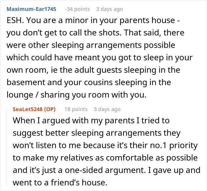 Discussion on 16-year-old refusing parents' request to sleep in cold basement for relatives' comfort in his room. Discussion on 16-year-old refusing parents' request to sleep in cold basement for relatives' comfort in his room.