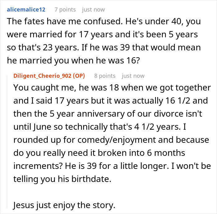 Text conversation discussing relationship timeline, humor, and discrepancy in years. Text conversation discussing relationship timeline, humor, and discrepancy in years.