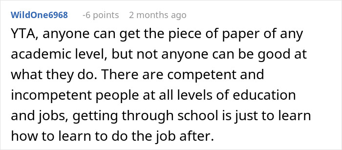 Comment discussing the value of university education in a Reddit thread. Comment discussing the value of university education in a Reddit thread.