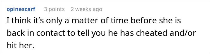 Reddit comment about relationship issues related to a friend's wedding. Reddit comment about relationship issues related to a friend's wedding.