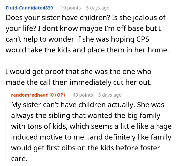 Text exchange discussing sibling betrayal involving CPS. Text exchange discussing sibling betrayal involving CPS.