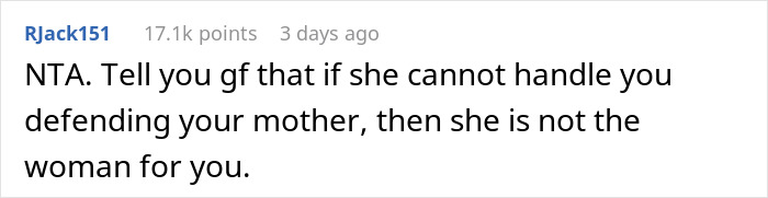 Reddit comment with 17.1k points, discussing defending mother. Reddit comment with 17.1k points, discussing defending mother.