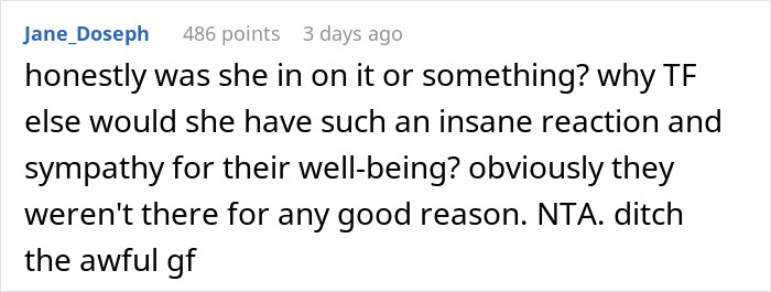 Online comment defending decision to threaten intruders, questioning someone's reaction and loyalty. Online comment defending decision to threaten intruders, questioning someone's reaction and loyalty.
