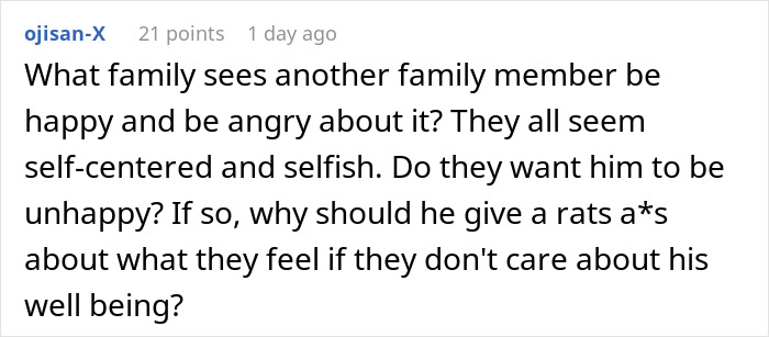 Comment addressing family issues over dating someone wealthier, questioning priorities and happiness. Comment addressing family issues over dating someone wealthier, questioning priorities and happiness.