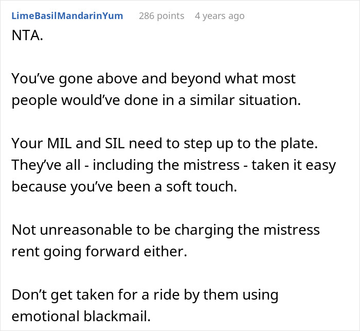 Text post discussing woman refusing to fund husband's affair child's expenses, emphasizing self-protection. Text post discussing woman refusing to fund husband's affair child's expenses, emphasizing self-protection.