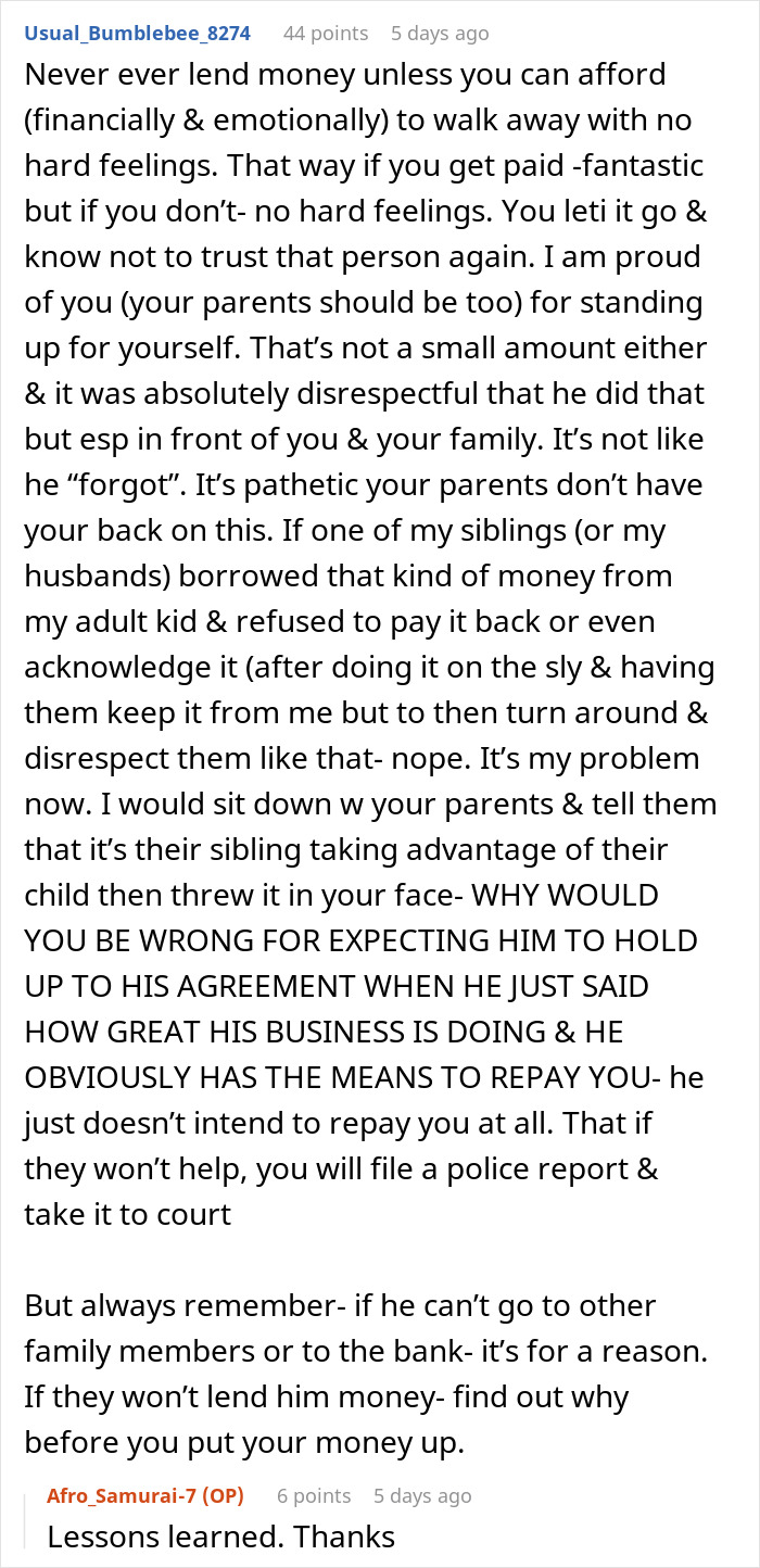 Person Confronts Uncle Over Unpaid Debt At Family Dinner, Celebration Turns Into Shock Person Confronts Uncle Over Unpaid Debt At Family Dinner, Celebration Turns Into Shock