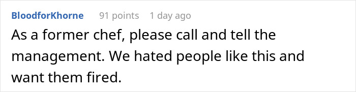 Reddit comment about restaurant staff, mentioning management and expressing strong disapproval. Reddit comment about restaurant staff, mentioning management and expressing strong disapproval.