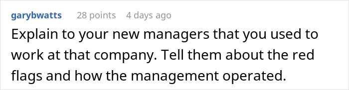 Text comment discussing company red flags and management after giving two weeks' notice. Text comment discussing company red flags and management after giving two weeks' notice.