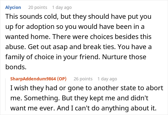 Comments discussing teen's refusal to be a babysitter, expressing frustration with family's expectations. Comments discussing teen's refusal to be a babysitter, expressing frustration with family's expectations.