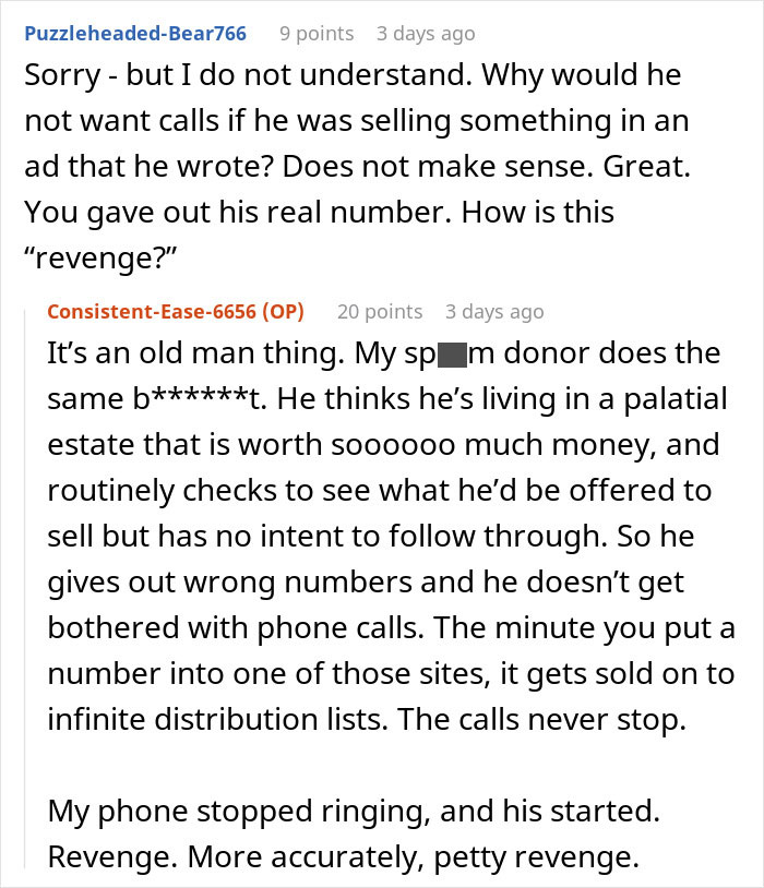 A Reddit thread discussing spam calls and a clever revenge against unwanted calls from realtors. A Reddit thread discussing spam calls and a clever revenge against unwanted calls from realtors.