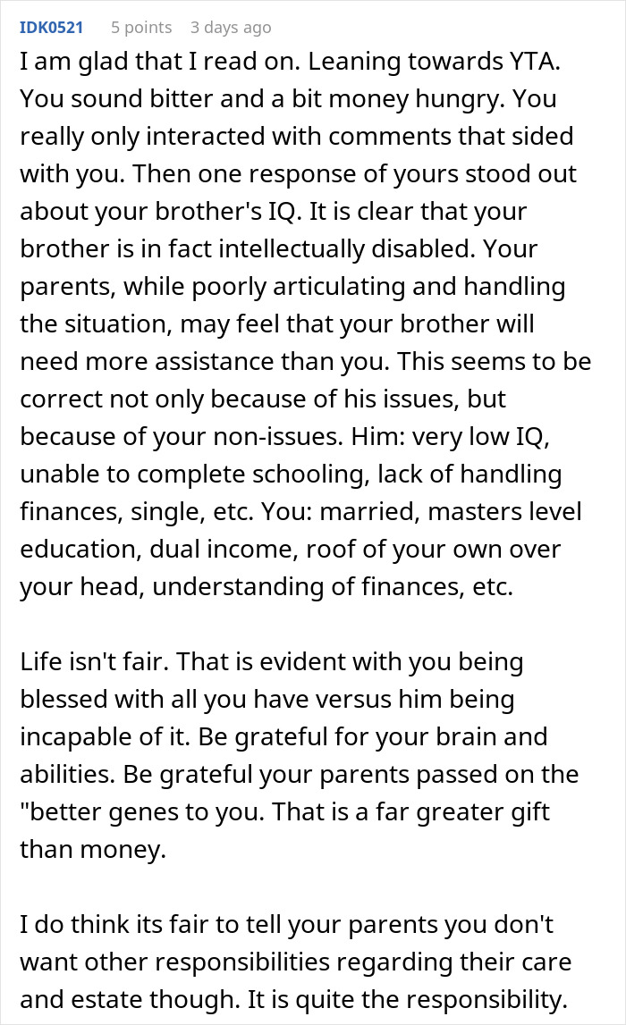 “Being Dumb Is A Disability”: Woman Cuts Parents Off After They Leave Everything To “Disabled” Son “Being Dumb Is A Disability”: Woman Cuts Parents Off After They Leave Everything To “Disabled” Son