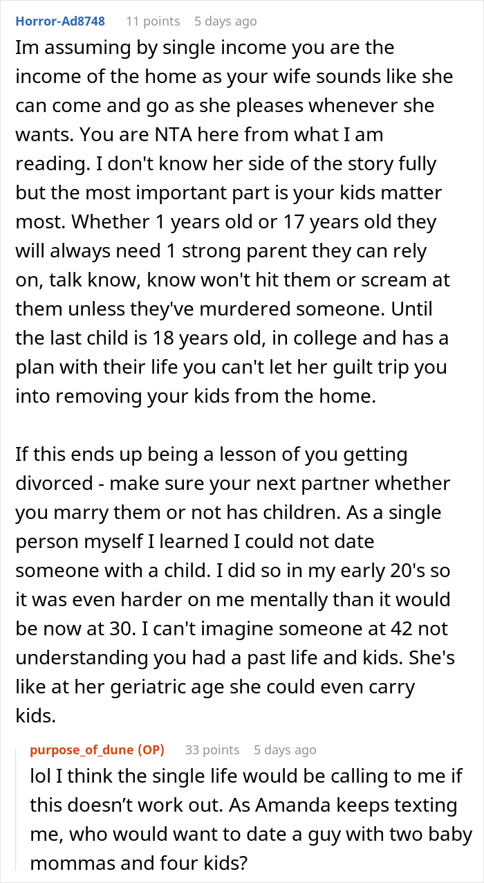 “AITAH For Telling My Wife She Can Leave Because I’m Not Kicking My Older Kids Out?” “AITAH For Telling My Wife She Can Leave Because I’m Not Kicking My Older Kids Out?”