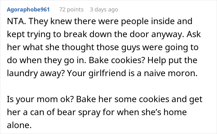 Comment text defending use of a gun against intruders. Comment text defending use of a gun against intruders.