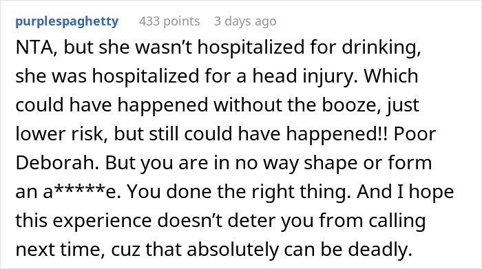 Text from a forum discussing calling an ambulance and a coworker's firing situation. Text from a forum discussing calling an ambulance and a coworker's firing situation.