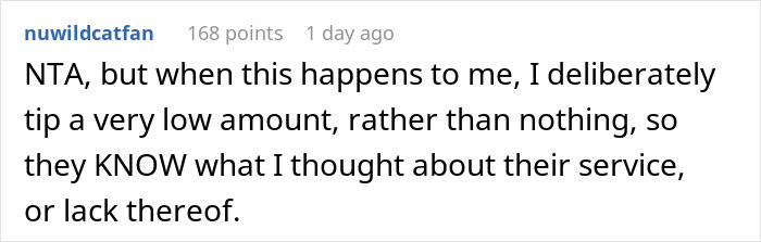 Comment about tipping low for poor service due to neglectful staff. Comment about tipping low for poor service due to neglectful staff.
