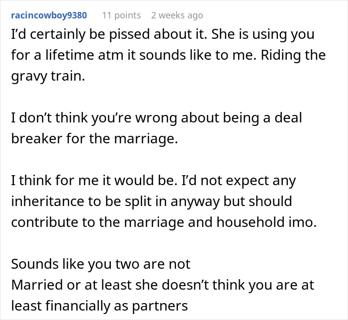 Man Considers Divorce When Wife Refuses To Share Her Inheritance After Relying On Him For 22 Years Man Considers Divorce When Wife Refuses To Share Her Inheritance After Relying On Him For 22 Years