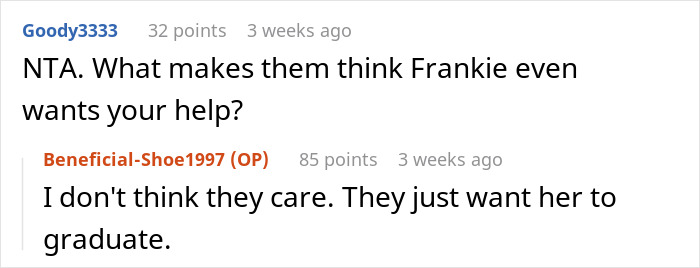 Reddit comments discussing a stepkid wanting tutoring despite past bullying. Reddit comments discussing a stepkid wanting tutoring despite past bullying.