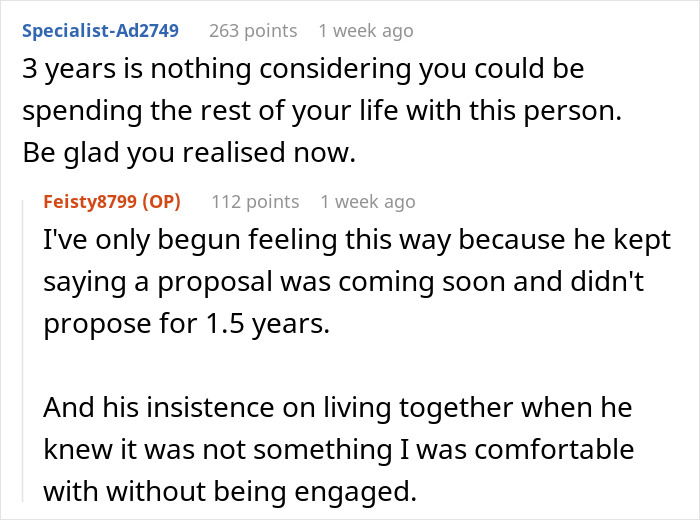 Discussion about delayed engagement proposal in a relationship, focusing on ring and living together before engagement. Discussion about delayed engagement proposal in a relationship, focusing on ring and living together before engagement.