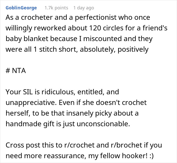 Text about handmade gift demands, highlighting issues with picky, entitled behavior. Text about handmade gift demands, highlighting issues with picky, entitled behavior.